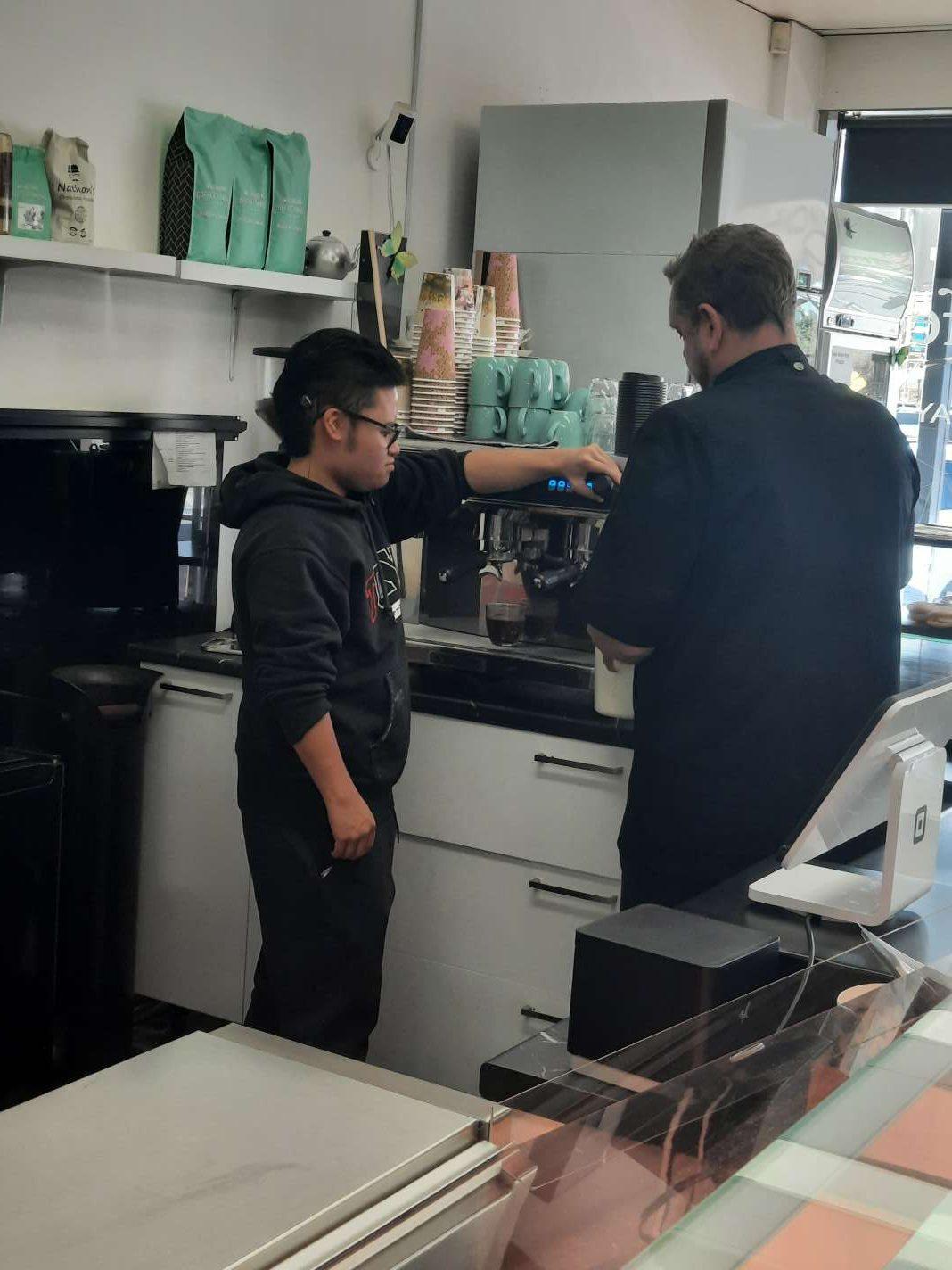 Ryan Cafe Work warming water for melting chocolate